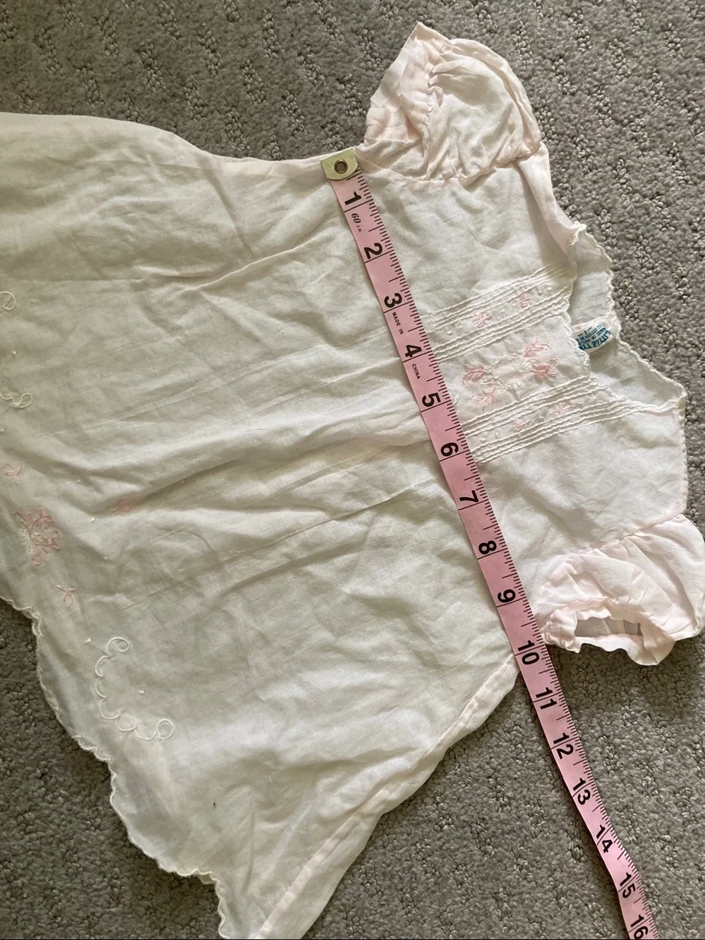 Vintage '40s '50s Philippines handmade pink baby dress, Sz 1.